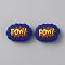 Cloud with Word Pow Food Grade Eco-Friendly Silicone Beads, Dark Blue, 29.5x21.5x9.5mm, Hole: 2mm