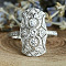 Retro Brass & Cubic Zirconia Finger Rings, Clear, 21x13mm,US Size 8(18.1mm)