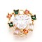 Brass Micro Pave Cubic Zirconia Charms, Heart, Real 18K Gold Plated, 14.5x15x5mm, Hole: 1.8mm