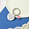 201 Stainless Steel & Alloy Enamel Keychain, with Alloy Rings, Flat Round, Golden & Stainless Steel Color, 5.5cm, pendant: 15~30mm