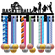 CREATCABIN Wooden Basketball Medal Hanger Display Medal Holder Sport Medal Rack Wall Rack Mounted Over 30 Medals Awards Ribbon Stand for Soccer Competition Athletes Medalist Black 15.7x5.9Inch ODIS-WH0041-031-1