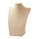 木製模造黄麻布のネックレスディスプレイで覆われて  小麦  25x18.5x9.4cm NDIS-K001-B15-2