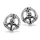 Peace Sign with Skull 316L Stainless Steel Stud Earrings EJEW-BB01996-1