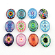 Cabochons ovales à dos plat avec motif de kaleidoscope fleur en verrre for DIY Projects X-GGLA-R022-40x30-94-1