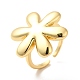 女性のための真鍮の花オープンカフリング  カドミウムフリー＆ニッケルフリー＆鉛フリー  18KGP本金メッキ  usサイズ7 3/4(17.9mm) KK-H434-23G-3
