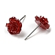 Orecchini a bottone con fiore rosa in resina con 316 perno in acciaio inossidabile EJEW-D070-01B-2