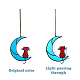 月と猫のアクリルペンダント装飾  窓吊りサンキャッチャー  ダークターコイズ  164x113.5~125x4mm  穴：5mm AJEW-WH0258-846B-3