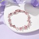 Braccialetti elasticizzati con perline di quarzo rosa naturale da donna BJEW-JB10046-15-2