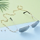 鉄アズキチェーン/クリップチェーン眼鏡チェーン  眼鏡用ネックストラップ  ゴム製ループの端を使って  ゴールドカラー  28.9インチ（73.5cm） AJEW-EH00019-5