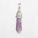 Natural Bullet Amethyst Pointed Pendants G-D649-04-RS-2