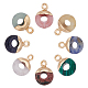 SUPERFINDINGS 8Pcs 8 Styles Natural & Synthetic Mixed Gemstones Flat Round/Donut Charms G-FH0002-13-1