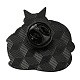 漫画の猫と頭蓋骨のエナメルピン  黒の亜鉛合金バッジ  ブラック  29x29x1mm JEWB-Q033-02D-3