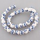 Flower Plum Blossom Printed Porcelain Ceramic Round Beads Strands PORC-O001-10mm-C01-2