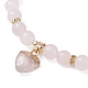 Bracelets extensibles en perles rondes en quartz rose naturel BJEW-JB09727-03-3