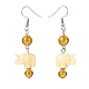 Natural Gemstone & Resin Elephant Dangle Earrings EJEW-JE04981-01-5