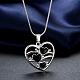 Silver Plated Brass Enamel Heart Pendant Necklaces For Women NJEW-BB01558-4