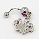 Body Jewelry Crown Alloy Rhinestone Navel Ring Belly Rings RB-D073-02-3