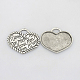 Lead Free and Cadmium Free Antique Silver Alloy Heart Pendants X-PALLOY-R21798-AS-RS-1