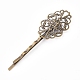 Accessoires bobby épingle à cheveux en fer, floral, bronze antique, 66.5x20x4.5mm
