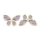 ファッションdiyのイヤリングジュエリーアクセサリー  模造金属布ペンダント  蝶  紫色のメディア  22x30x0.6mm  穴：0.8mm FIND-R083-02-2