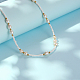 Collar de cuentas redondas de acero inoxidable y perlas de imitación para mujer SZ6704-2