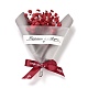 バレンタインデーのテーマミニドライフラワーブーケ  リボン付き  ギフトボックス包装装飾用  レッド  110x81x27mm DIY-C008-02D-1
