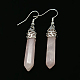 Boucles d'oreilles de mode quartz rose naturel EJEW-G073-8-1