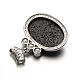 Platinum Tone Oval Dyed Alloy Synthetic Lava Rock Pendants G-N0090-18-2