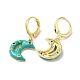 Crescent Moon Real 18K Gold Plated Brass Dangle Leverback Earrings EJEW-L268-031G-04-2
