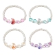 Bracelet extensible en perles de verre étoile et lune et perles d'imitation pour enfant BJEW-JB09265-1