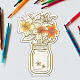 Biglietto di auguri con bouquet di fiori in legno AJEW-WH0441-004-3