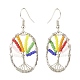 Oval with Tree of Life Glass Seed Braided Dangle Earrings EJEW-JE04874-01-2