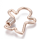 Brass Micro Pave Clear Cubic Zirconia Screw Carabiner Lock Charms ZIRC-T013-06RG-NF-2