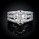 Laiton argenté zircone cubique anneaux de mariage pour les femmes RJEW-BB00721-7-2