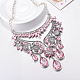 Fashion Women Jewelry Zinc Alloy Glass Rhinestone Flower Bib Statement Choker Collar Necklaces NJEW-BB15083-B-5