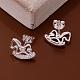 Rocking Horse Silver Color Plated Brass Cubic Zirconia Stud Earrings EJEW-BB09818-3