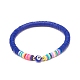 3 pièces 3 couleurs en argile polymère heishi surfeur bracelets de cheville extensibles avec lampwork mauvais œil AJEW-AN00502-3