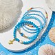 Set di 5 braccialetti elasticizzati con perline di perle naturali e turchese sintetico in stile 5 malocchio BJEW-JB09708-2