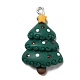不透明樹脂ペンダント  プラチナトーンの鉄ループ付き  クリスマスツリー  濃い緑  32.5x20x5mm  穴：2mm RESI-D055-117P-2