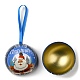ブリキの丸いボールキャンディー収納記念品ボックス  クリスマスメタルハンギングボールギフトケース  鹿  16x6.8cm CON-Q041-01H-3