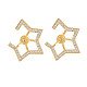 Brass Micro Pave Clear Cubic Zirconia Stud Earring Findings KK-S364-056-1