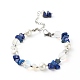 Natural Lapis Lazuli(Dyed) Chip Beaded Bracelet for Girl Women BJEW-TA00019-04-1