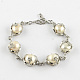 Perla natural collar de abalorios y pulseras y anillos conjuntos con los fornituras de bronce tono de platino SJEW-R045-02-6