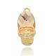 Halloween Skull Golden Plated Alloy Glass Pendants PALLOY-J609-01G-1