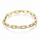 Brass Micro Pave Clear Cubic Zirconia Bangles BJEW-S142-015-NF-2