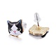 Orecchini a bottone con gattino in lega placcata oro reale 14k EJEW-G148-01G-03-2