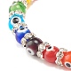 Colorful Evil Eye Lampwork Beaded Stretch Bracelet with Crystal Rhinestone for Women BJEW-JB07872-02-5