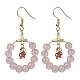 Boucles d'oreilles pendantes avec anneau en perles de verre imitation jade EJEW-JE05568-04-1
