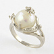 Perle naturelle collier de perles et des bracelets et bagues ensembles avec les accessoires en laiton de tonalité de platine SJEW-R045-02-12