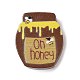 ミツバチのテーマがプリントされたウッドビーズ  蜂蜜の瓶  ココナッツブラウン  23x19.5x8mm  穴：3mm WOOD-M010-04A-1